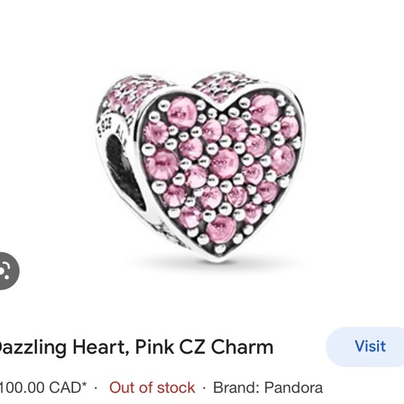 Pandora Pink Dazzling Heart Charm - Picture 1 of 2